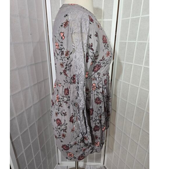 Torrid Floral Babydoll Lace Tunic Semi Blouse Shirt Top Hi Lo Size 00X (10) - Picture 4 of 15